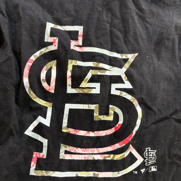 St. Louis Cardinals T Shirt Small Black Floral Print Fanatics Short Sleeve - Picture 2 of 3